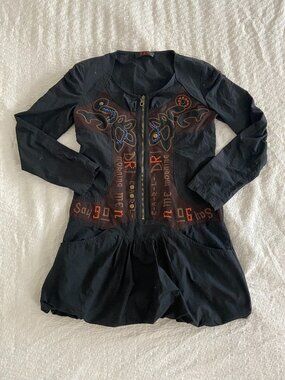 Artsy S&C Black Embroidered Mini Dress Size L